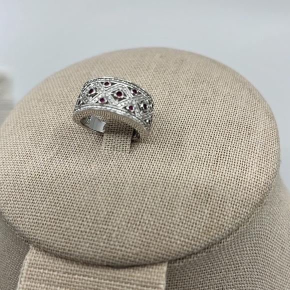 💍 Vintage 925 Silver Filigree Ring - Ruby/Garnet, Size 5, Korea - Picture 4 of 15
